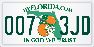 FL license plate 0073JD