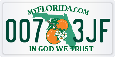 FL license plate 0073JF