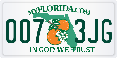 FL license plate 0073JG