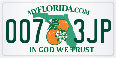 FL license plate 0073JP