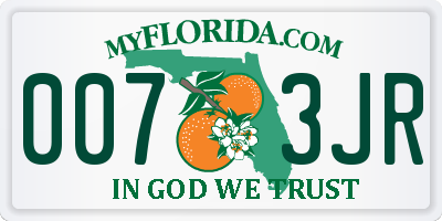 FL license plate 0073JR