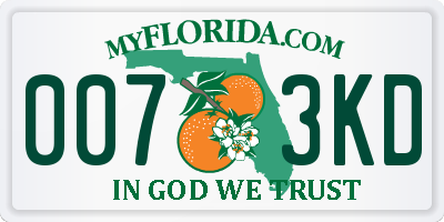 FL license plate 0073KD