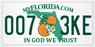 FL license plate 0073KE