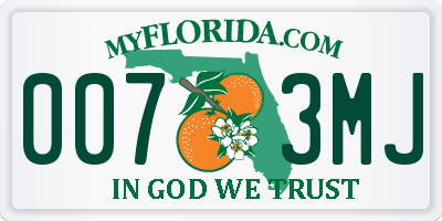 FL license plate 0073MJ