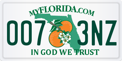 FL license plate 0073NZ