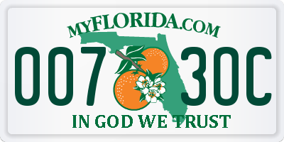 FL license plate 0073OC