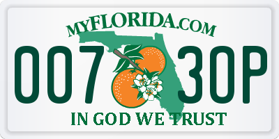FL license plate 0073OP