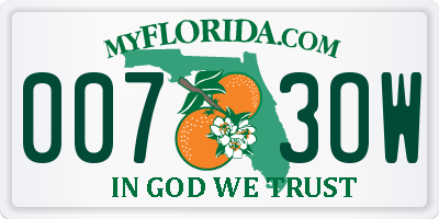 FL license plate 0073OW