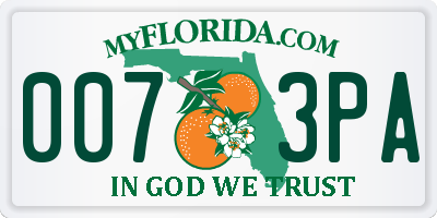 FL license plate 0073PA