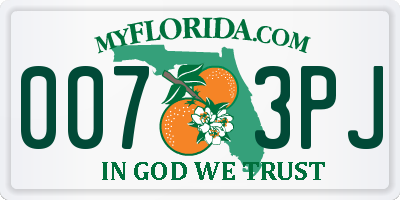 FL license plate 0073PJ