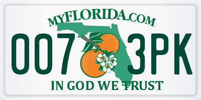 FL license plate 0073PK