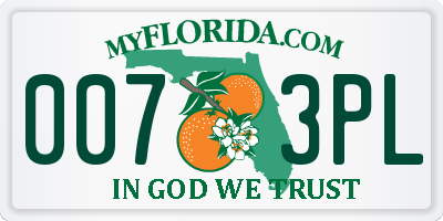 FL license plate 0073PL