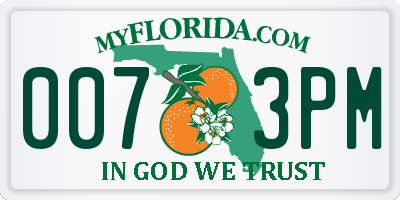 FL license plate 0073PM