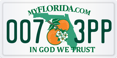 FL license plate 0073PP