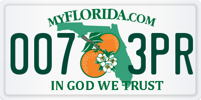 FL license plate 0073PR