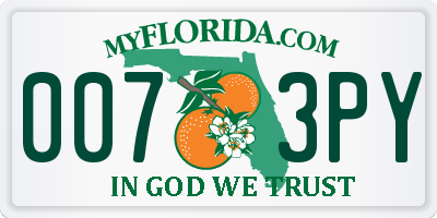 FL license plate 0073PY
