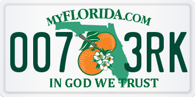 FL license plate 0073RK