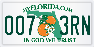 FL license plate 0073RN