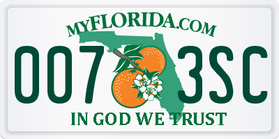 FL license plate 0073SC