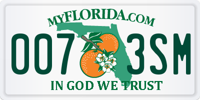 FL license plate 0073SM