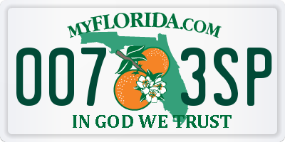 FL license plate 0073SP