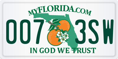 FL license plate 0073SW