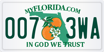 FL license plate 0073WA