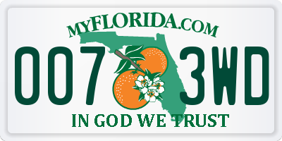 FL license plate 0073WD