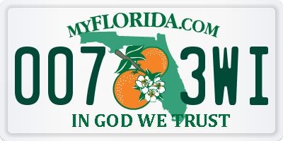 FL license plate 0073WI