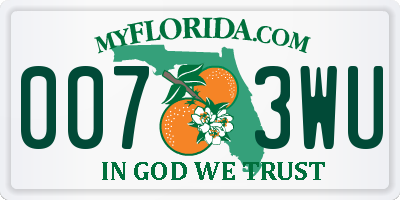 FL license plate 0073WU