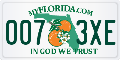 FL license plate 0073XE