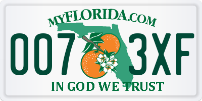 FL license plate 0073XF