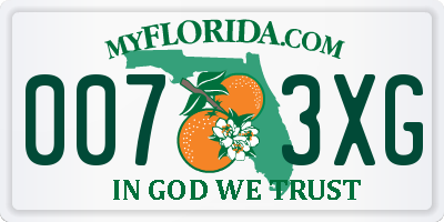 FL license plate 0073XG