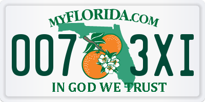 FL license plate 0073XI