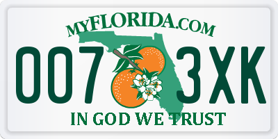 FL license plate 0073XK