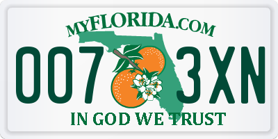 FL license plate 0073XN