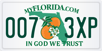 FL license plate 0073XP