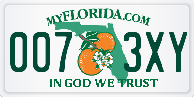 FL license plate 0073XY