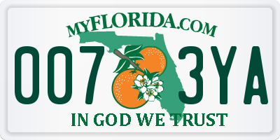 FL license plate 0073YA