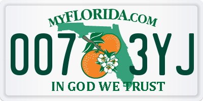 FL license plate 0073YJ