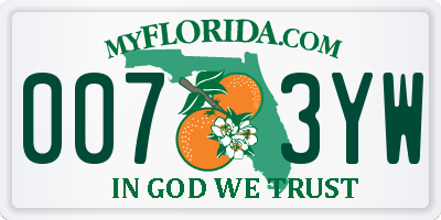 FL license plate 0073YW