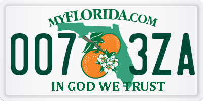 FL license plate 0073ZA