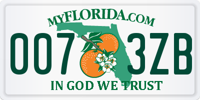 FL license plate 0073ZB