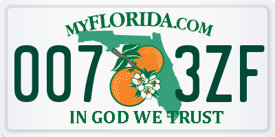 FL license plate 0073ZF