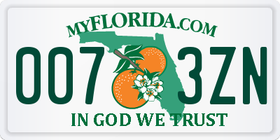 FL license plate 0073ZN