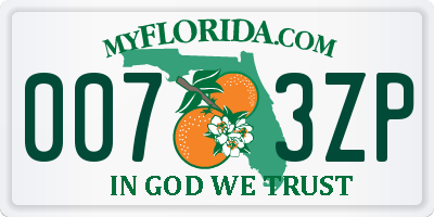 FL license plate 0073ZP