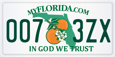 FL license plate 0073ZX