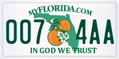 FL license plate 0074AA