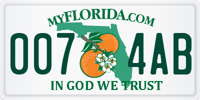 FL license plate 0074AB