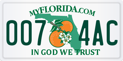 FL license plate 0074AC